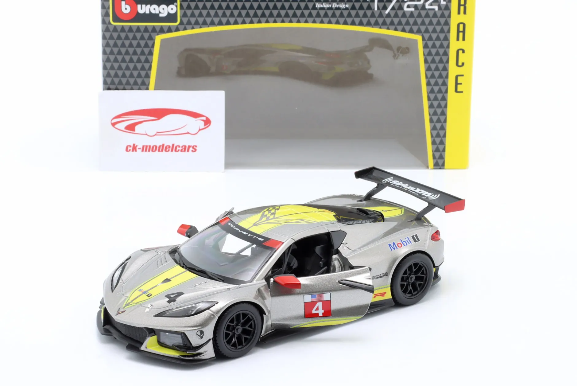 Chevrolet Corvette C8.R #4 Presentation Car 2020 grau / gelb 1:24 Bburago