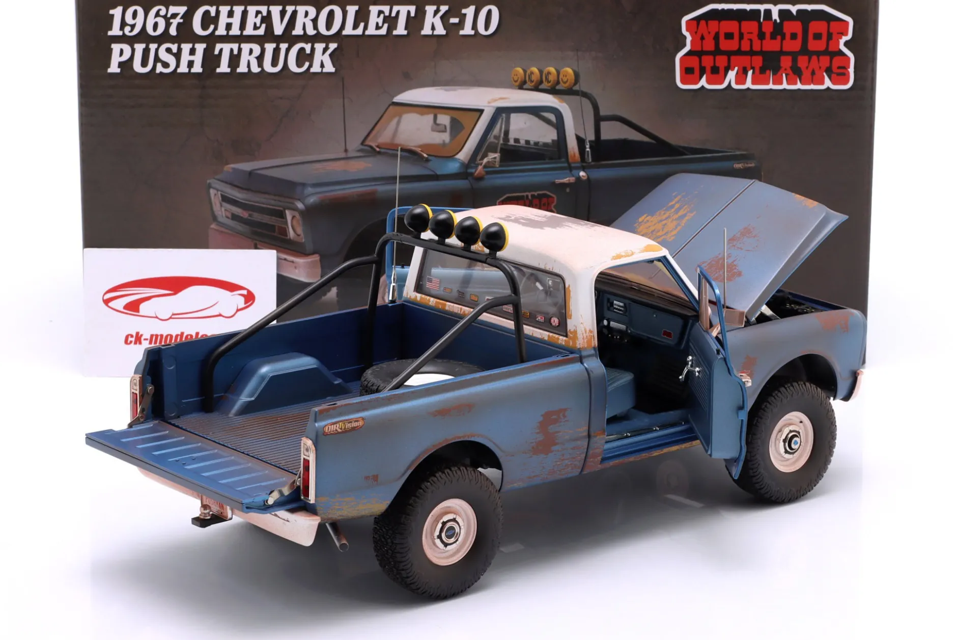 Chevrolet K-10 Push Truck World of Outlaws 1967 blau 1:18 GMP