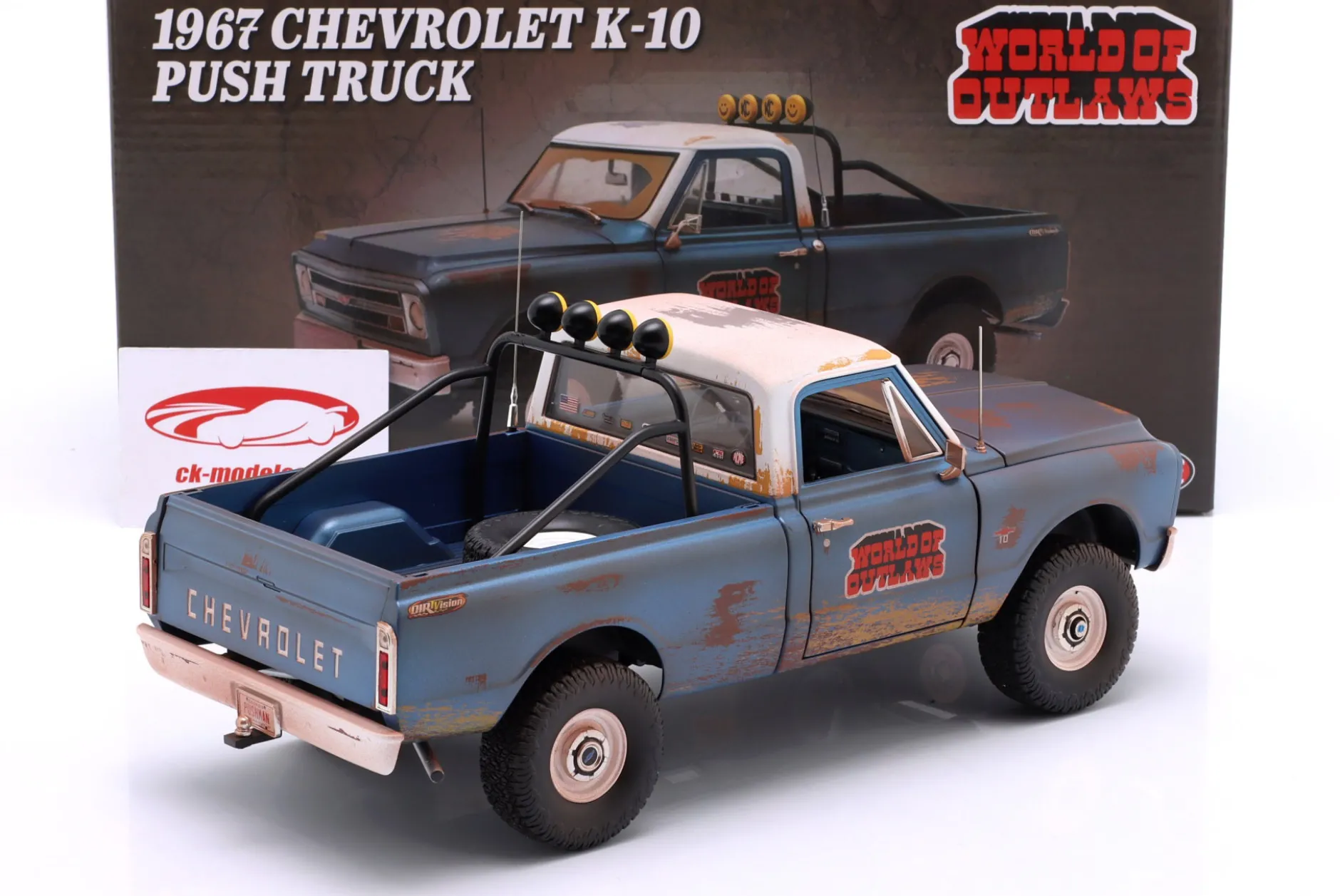 Chevrolet K-10 Push Truck World of Outlaws 1967 blau 1:18 GMP