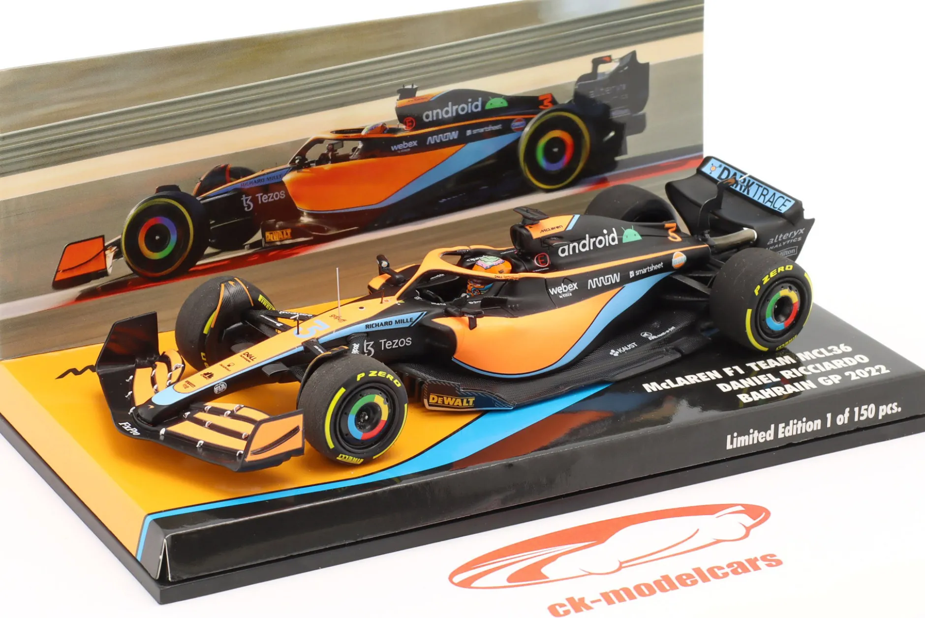 Daniel Ricciardo McLaren MCL36 #3 Bahrain GP Formel 1 2022 1:43 Minichamps