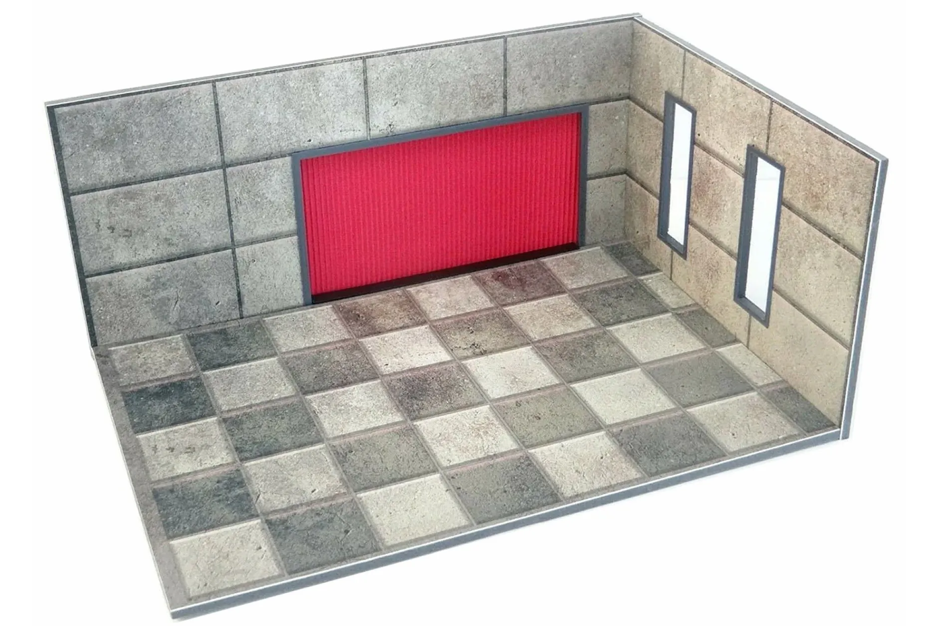 Diorama-Bausatz Garagen Set mit Fliesen Maßstab 1:18 Dioramatoys