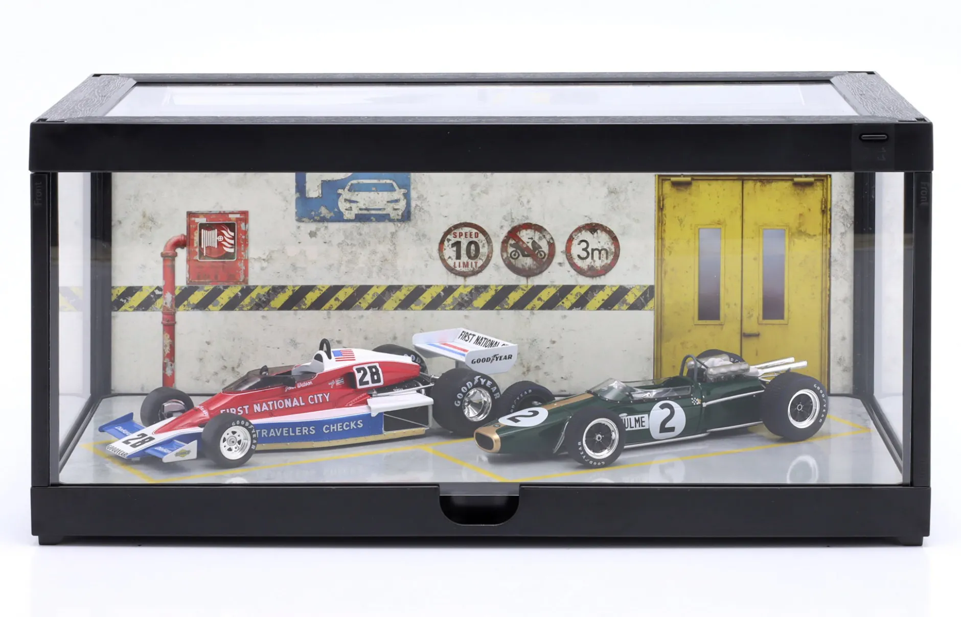 Diorama Einzelvitrine schwarz mit LED-Beleuchtung f. Maßstab 1:18 / 1:24 Triple9