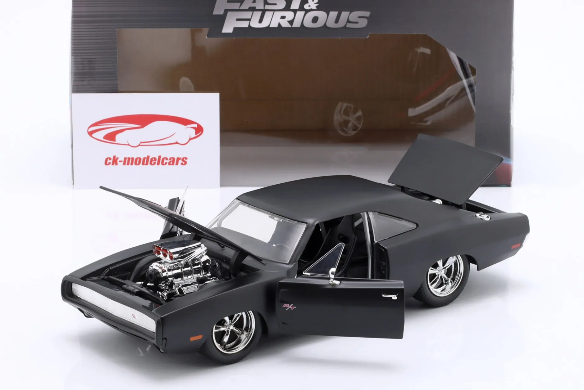 Dom's Dodge Charger 1970 Fast & Furious (2009) mattschwarz 1:24 Jada Toys