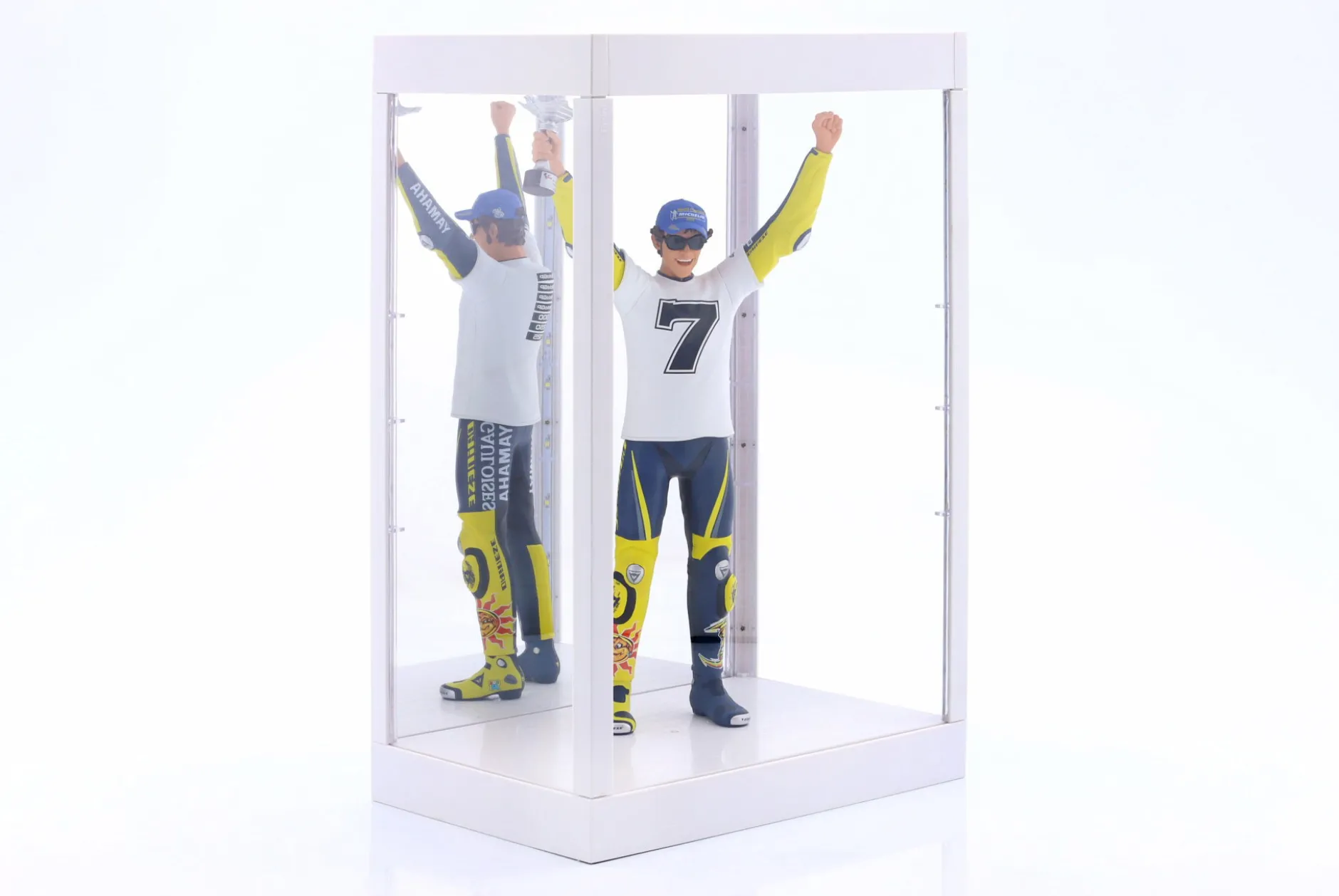Einzelvitrine mit LED-Beleuchtung und Spiegel für Figuren Maßstab 1:6 weiß Triple9