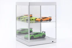 Einzelvitrine mit LED-Beleuchtung, Spiegel und Drehteller für Maßstab 1:18 silber Triple9
