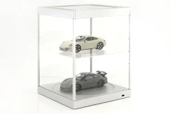 Einzelvitrine mit LED-Beleuchtung und Drehteller für Modellautos im Maßstab 1:18 silber Triple9