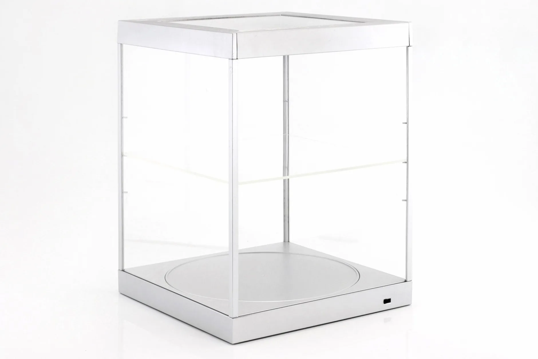 Einzelvitrine mit LED-Beleuchtung und Drehteller für Modellautos im Maßstab 1:18 silber Triple9