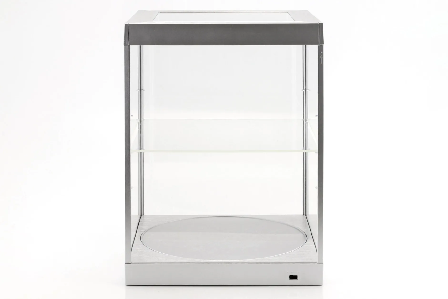 Einzelvitrine mit LED-Beleuchtung und Drehteller für Modellautos im Maßstab 1:18 silber Triple9