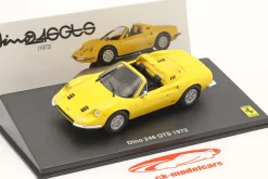 Ferrari Dino 246 GTS Baujahr 1972 mit Vitrine gelb 1:43 Altaya