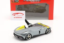Ferrari Monza SP1 Baujahr 2019 grau metallic / gelb 1:24 Bburago