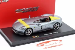 Ferrari Monza SP1 Baujahr 2019 silbergrau metallic / gelb 1:43 Bburago Signature