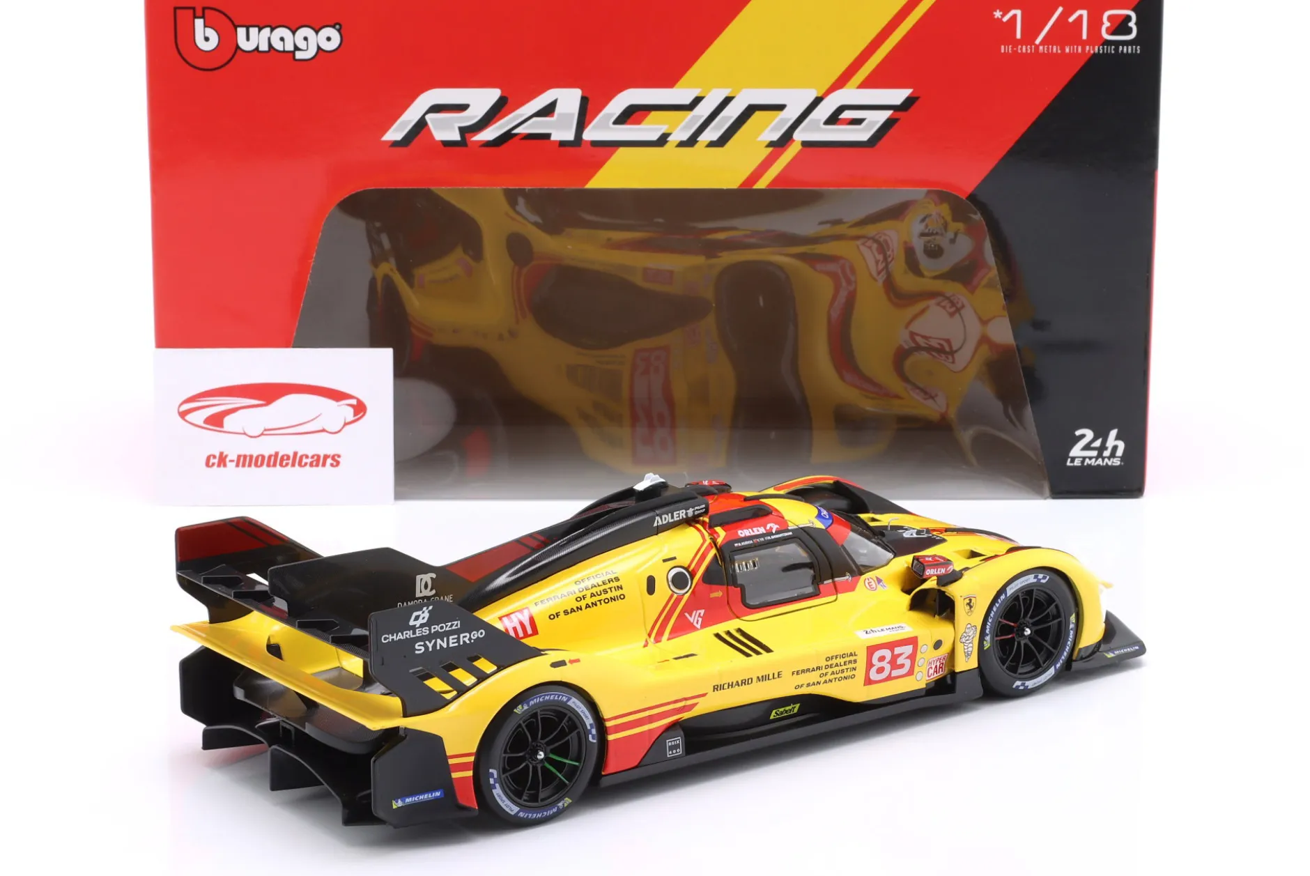 Ferrari 499P #83 24h LeMans 2024 Kubica, Shwartzman, Ye 1:18 Bburago