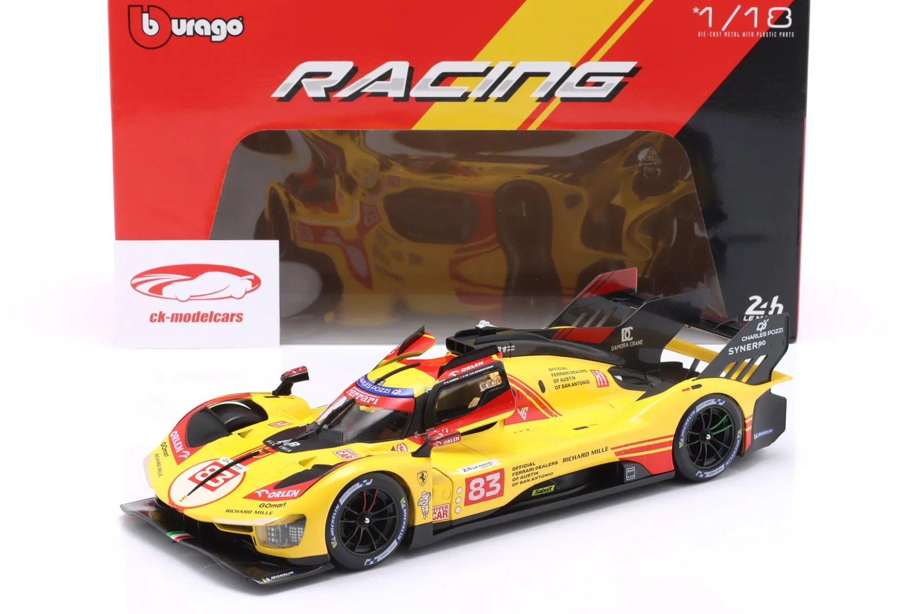 Ferrari 499P #83 24h LeMans 2024 Kubica, Shwartzman, Ye 1:18 Bburago
