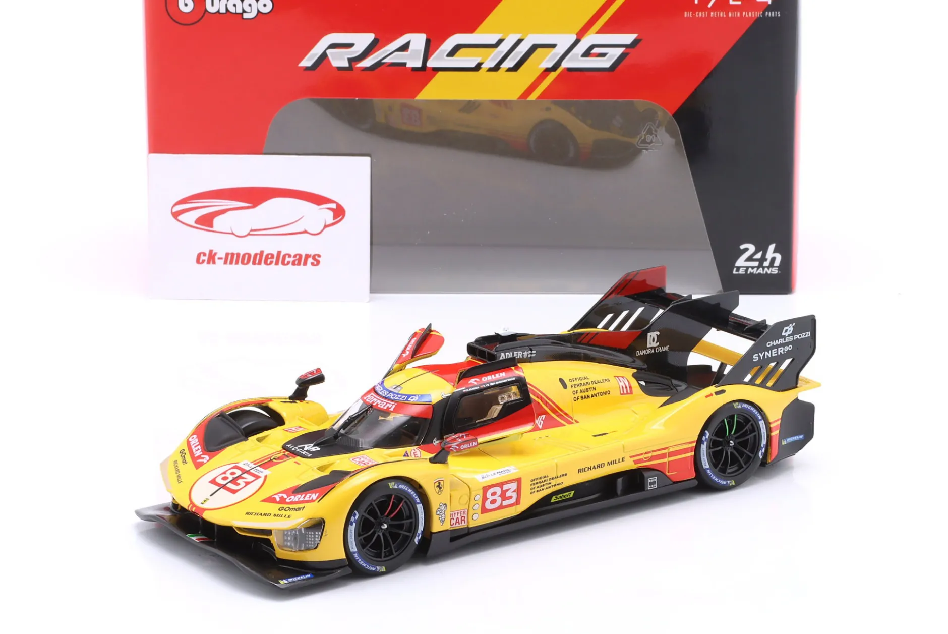 Ferrari 499P #83 24h LeMans 2024 Kubica, Shwartzman, Ye 1:24 Bburago