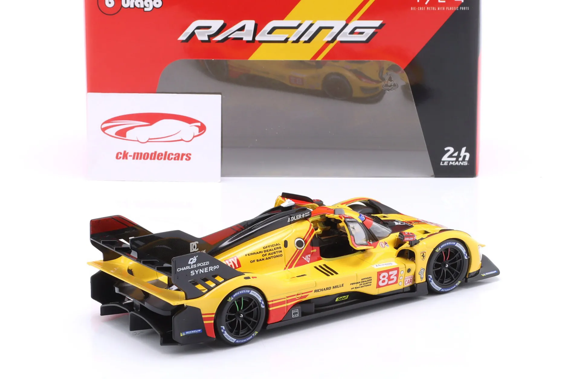 Ferrari 499P #83 24h LeMans 2024 Kubica, Shwartzman, Ye 1:24 Bburago