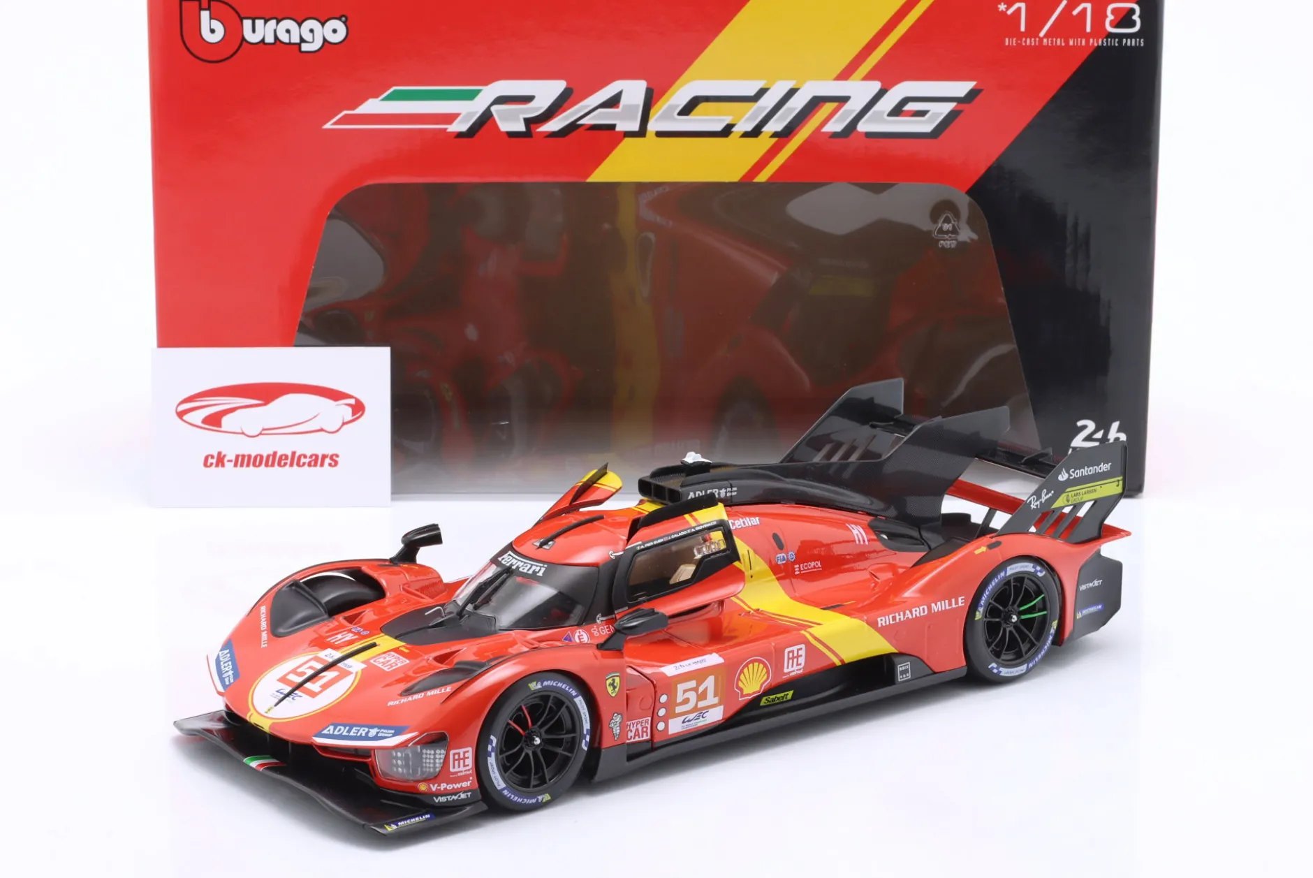 Ferrari 499P #51 Sieger 24h LeMans 2023 Pier Guidi, Calado, Giovinazzi 1:18 Bburago