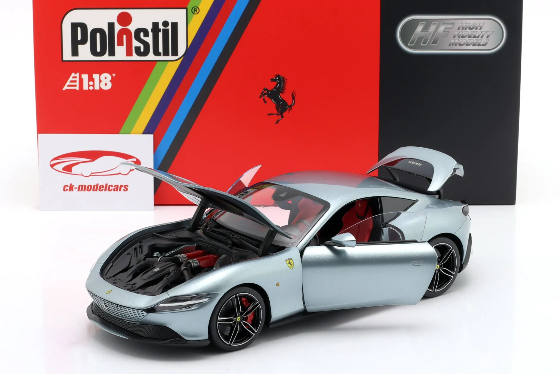 Ferrari Roma Baujahr 2019 titangrau metallic 1:18 Polistil