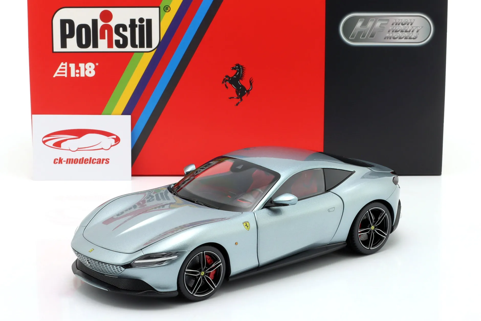 Ferrari Roma Baujahr 2019 titangrau metallic 1:18 Polistil