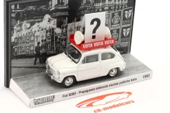Fiat 600D Baujahr 1963 Italienisches Wahl Propaganda Fahrzeug weiß 1:43 Brumm