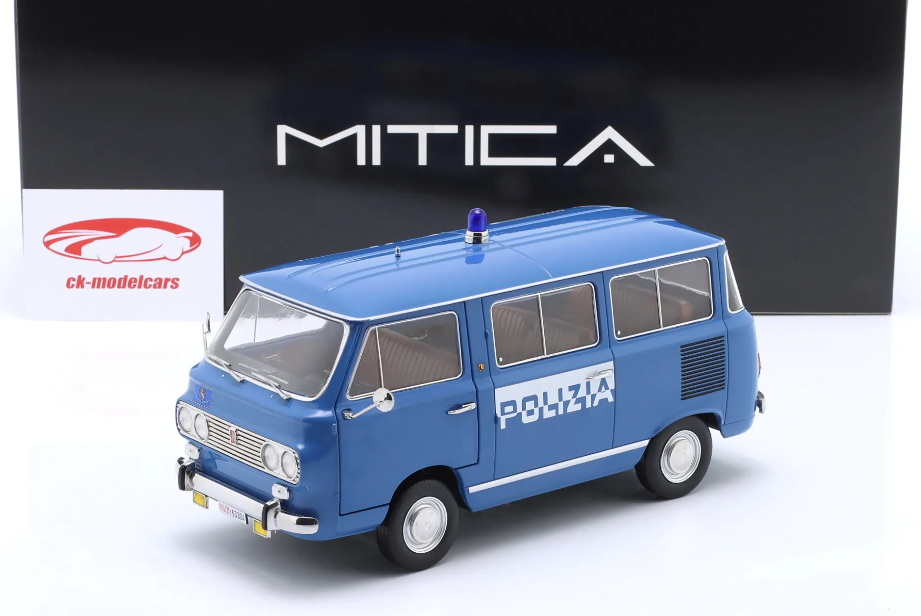 Fiat 850 Familiare Polizia Baujahr 1970 hellblau 1:18 Mitica