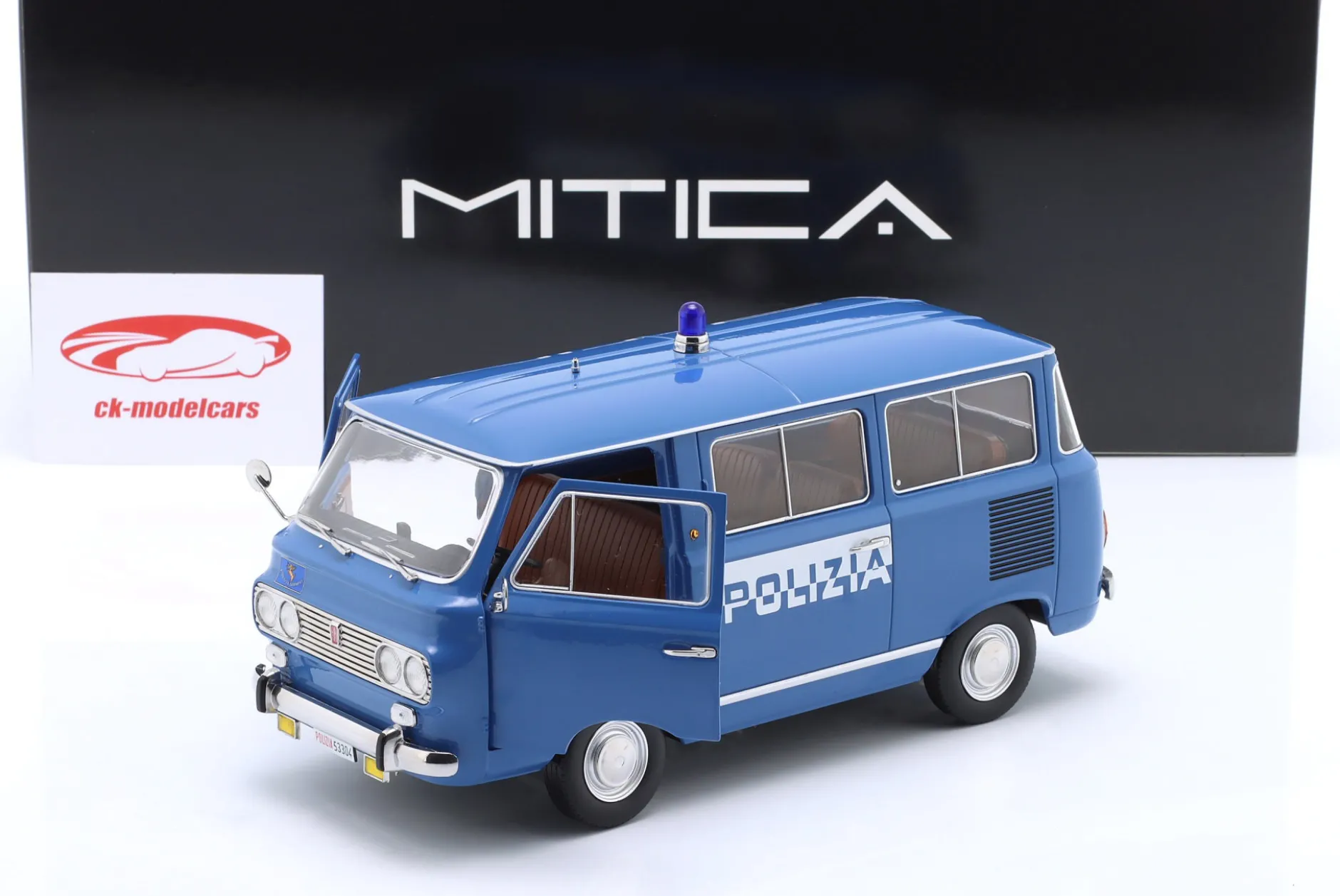 Fiat 850 Familiare Polizia Baujahr 1970 hellblau 1:18 Mitica