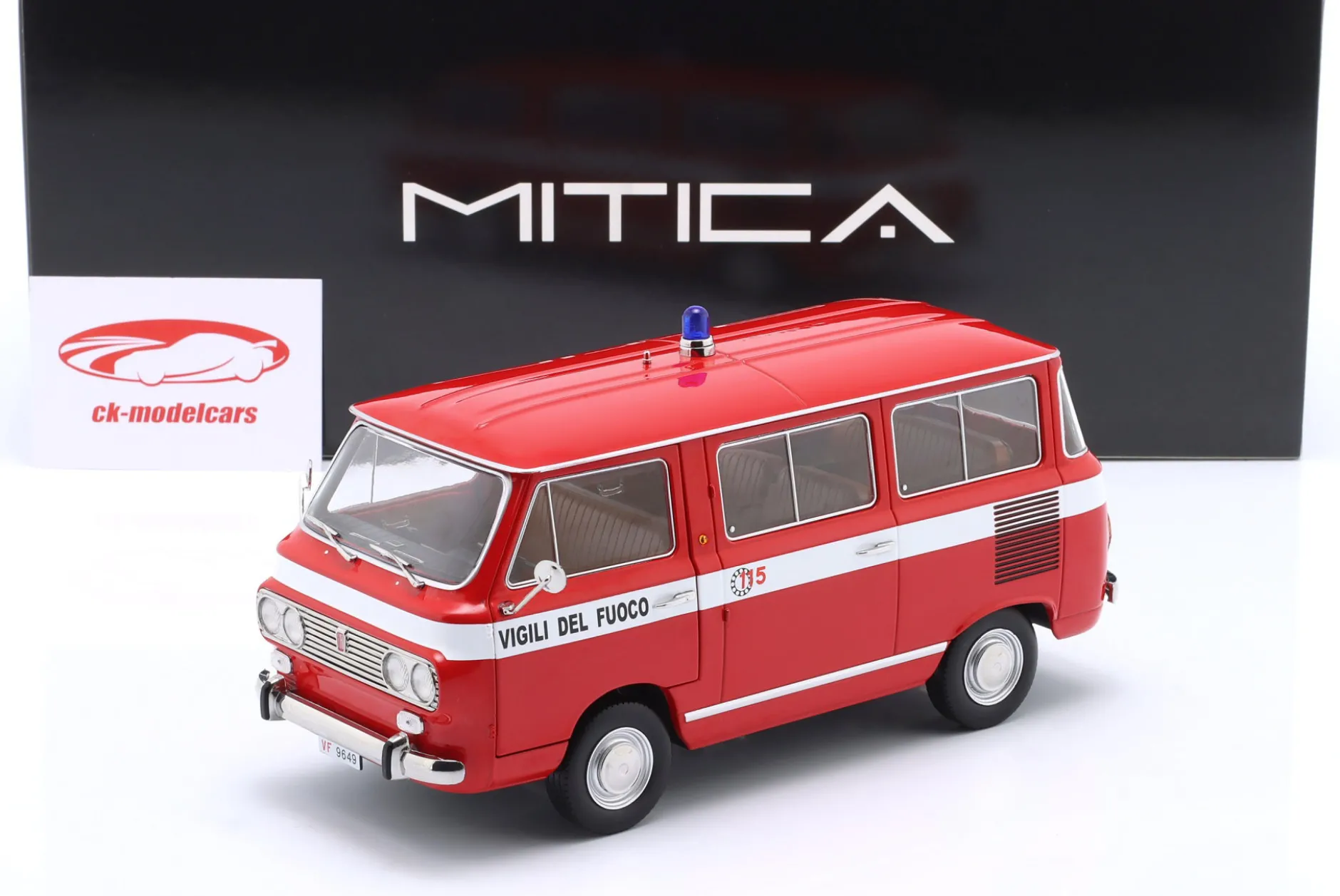 Fiat 850 Familiare Vigili Del Fuoco Baujahr 1970 rot 1:18 Mitica