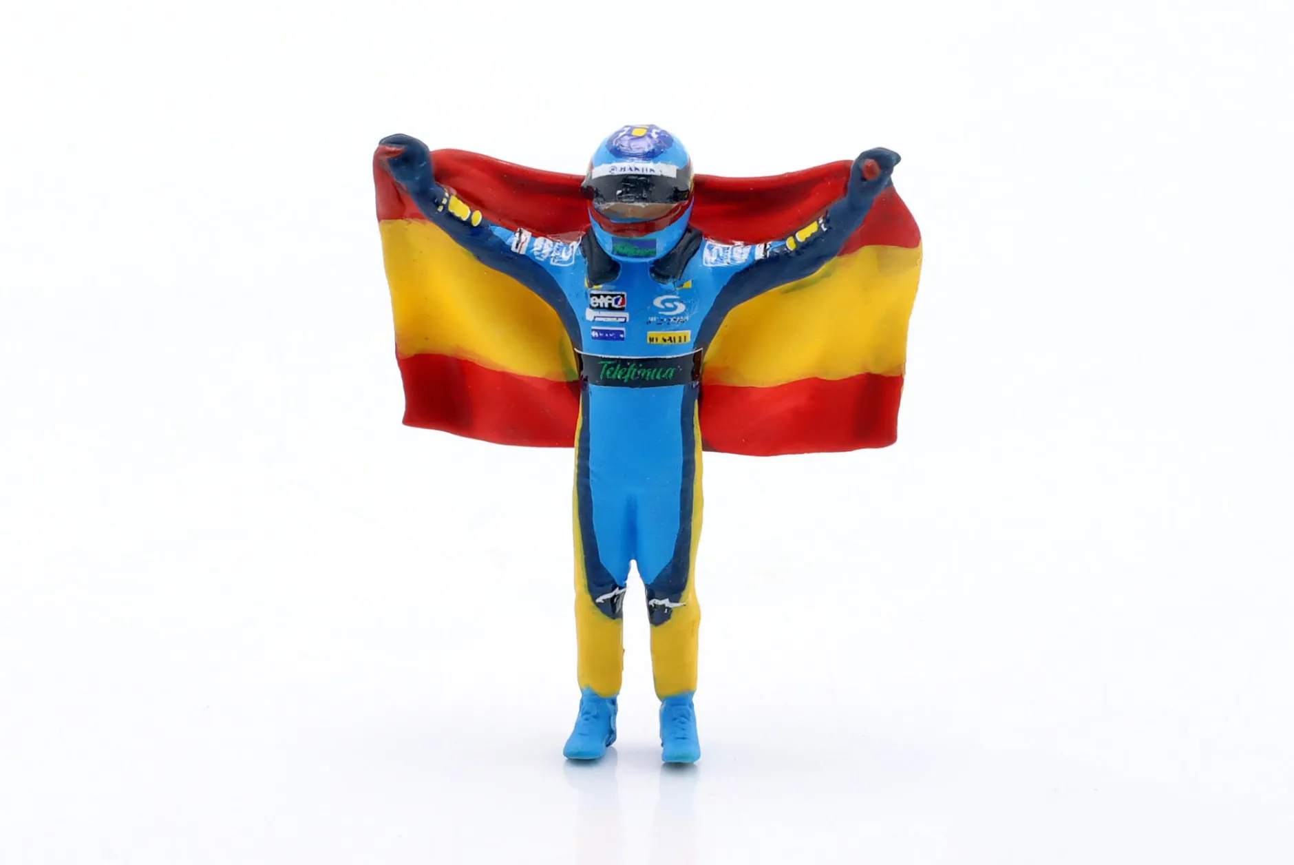 Figur Fernando Alonso mit Flagge blau, gelb 1:43 Cartrix