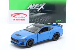 Ford Mustang GT Baujahr 2024 blau metallic / schwarz 1:24 Welly