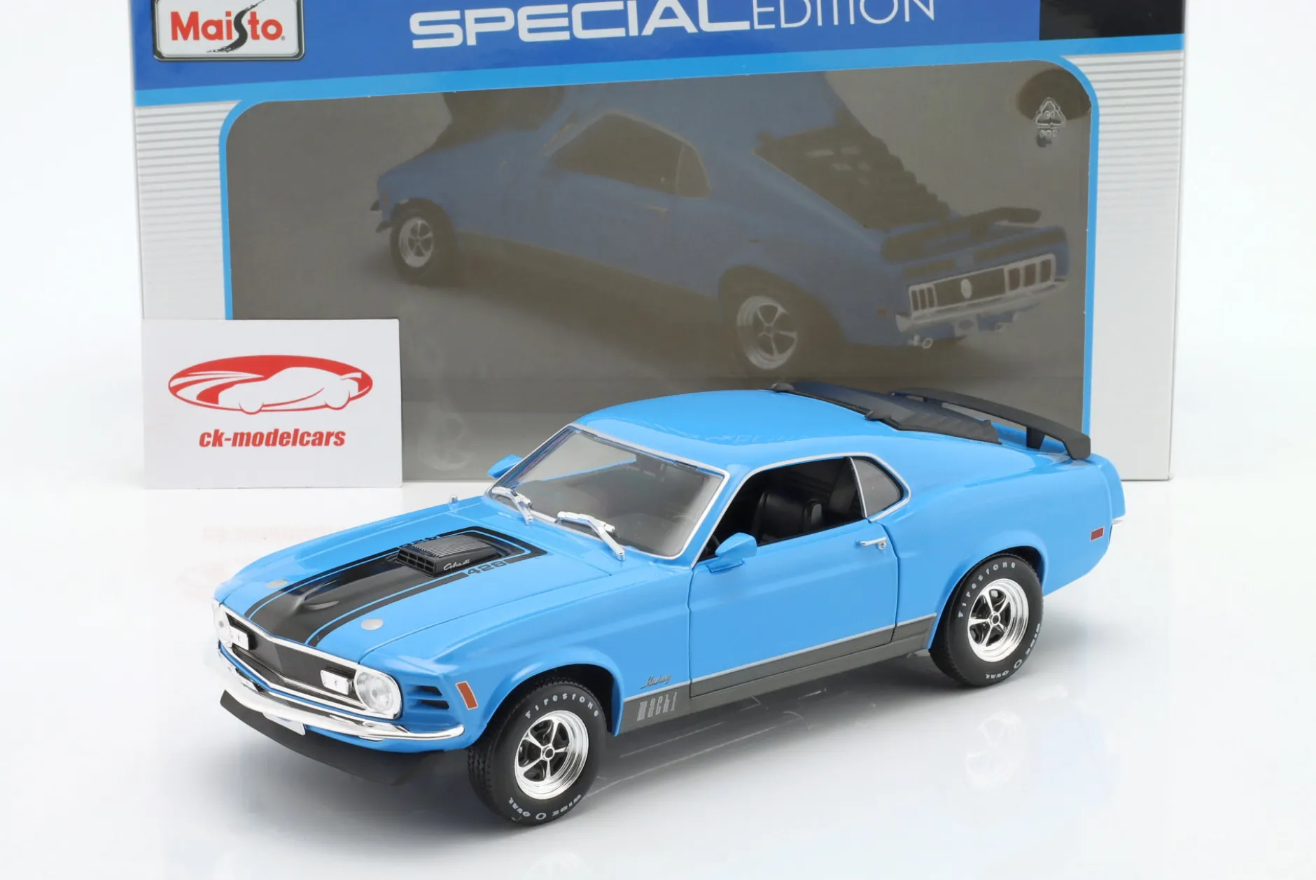 Ford Mustang Mach 1 Baujahr 1970 blau 1:18 Maisto