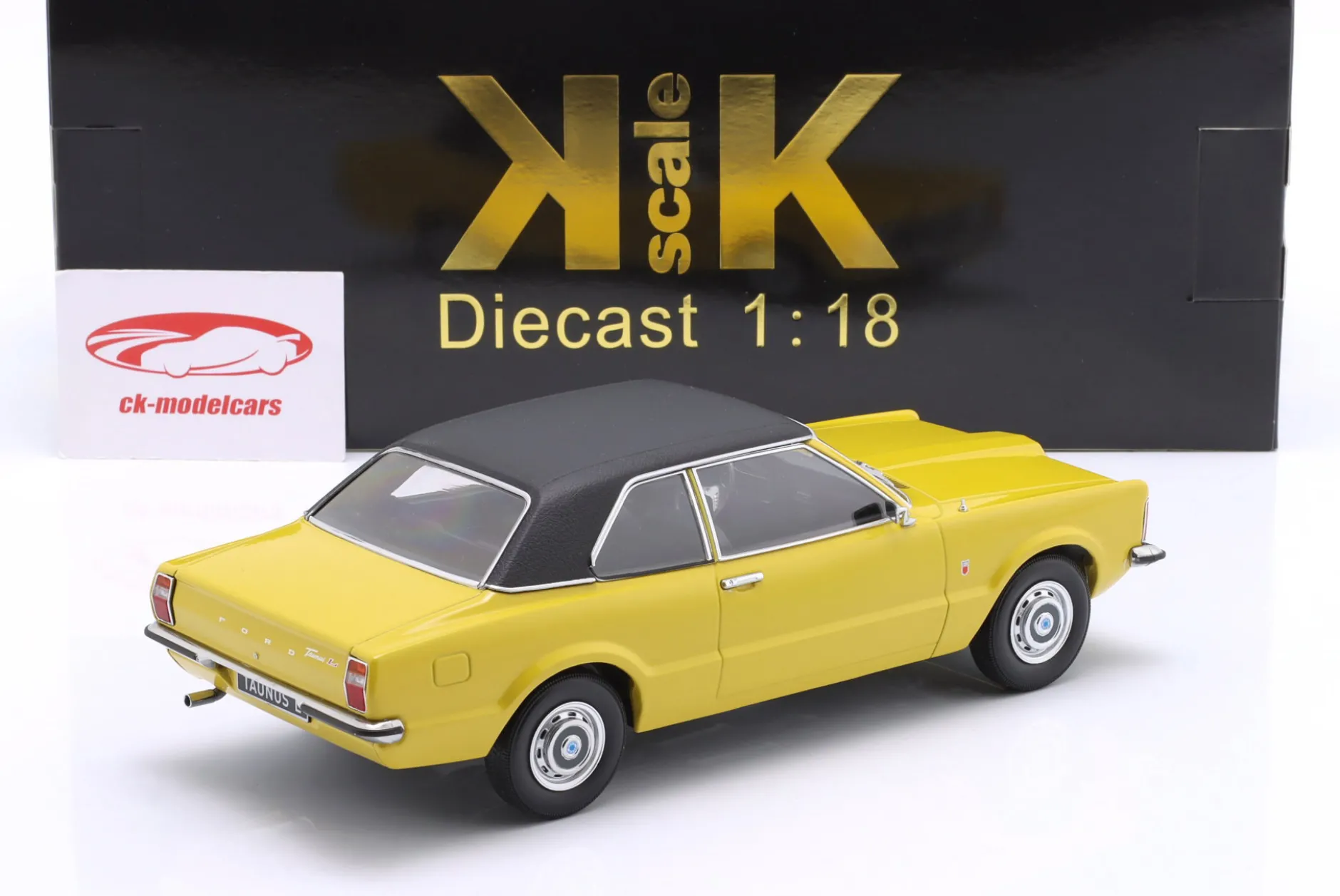 Ford Taunus L Limousine Baujahr 1971 gelb / schwarz 1:18 KK-Scale
