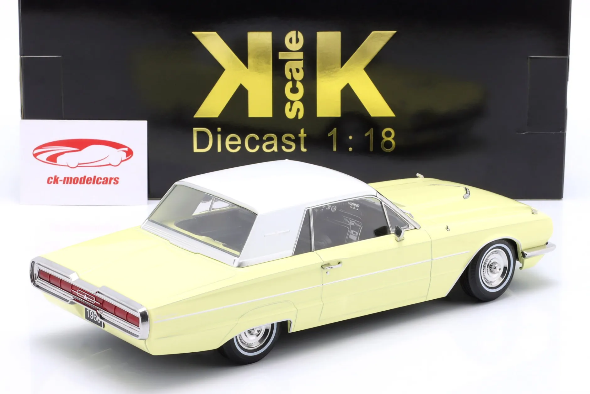Ford Thunderbird Hardtop Coupe Baujahr 1966 hellgelb / weiß 1:18 KK-Scale