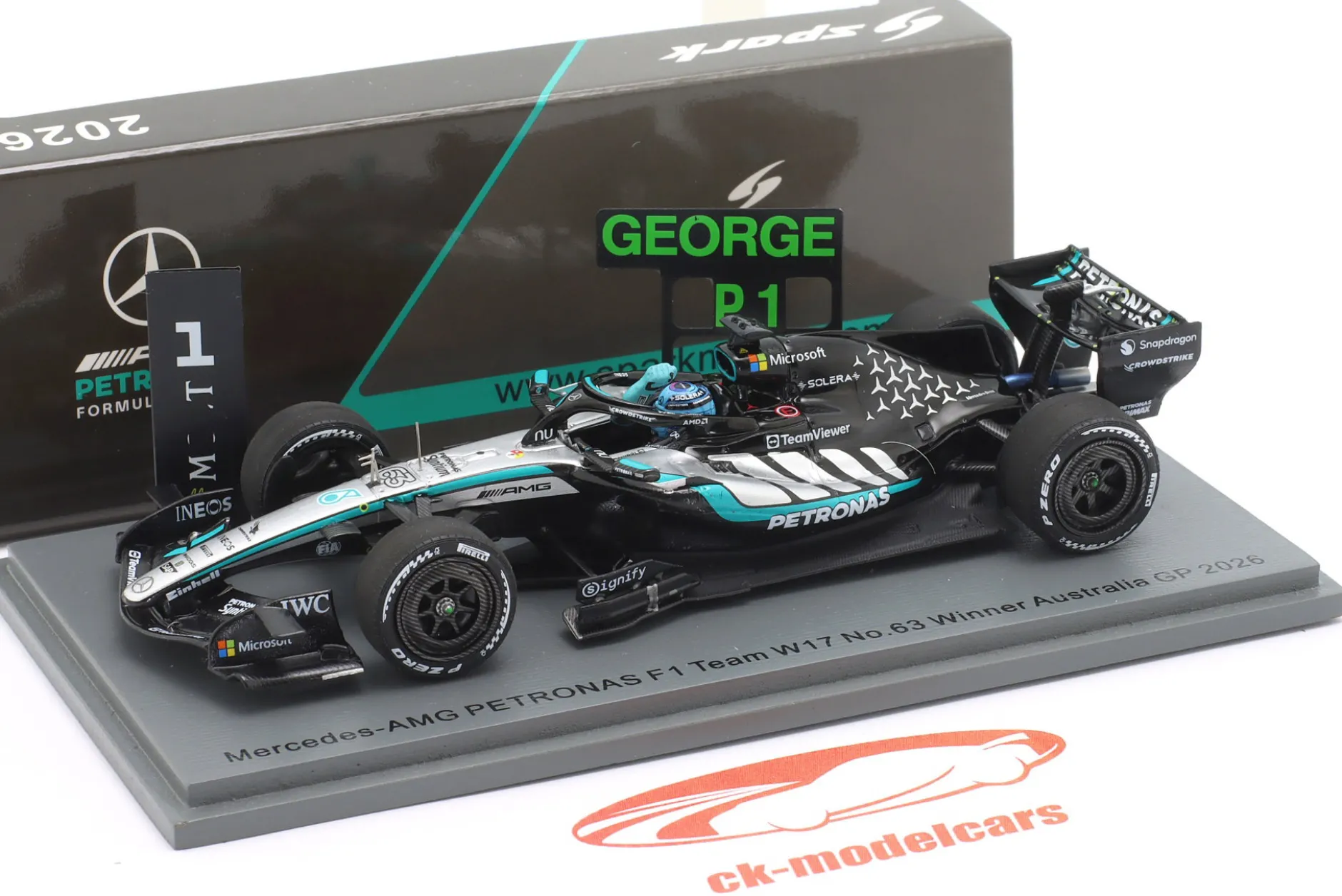 George Russell Mercedes-AMG F1 W17 #63 Sieger Australien GP Formel 1 2026 1:43 Spark