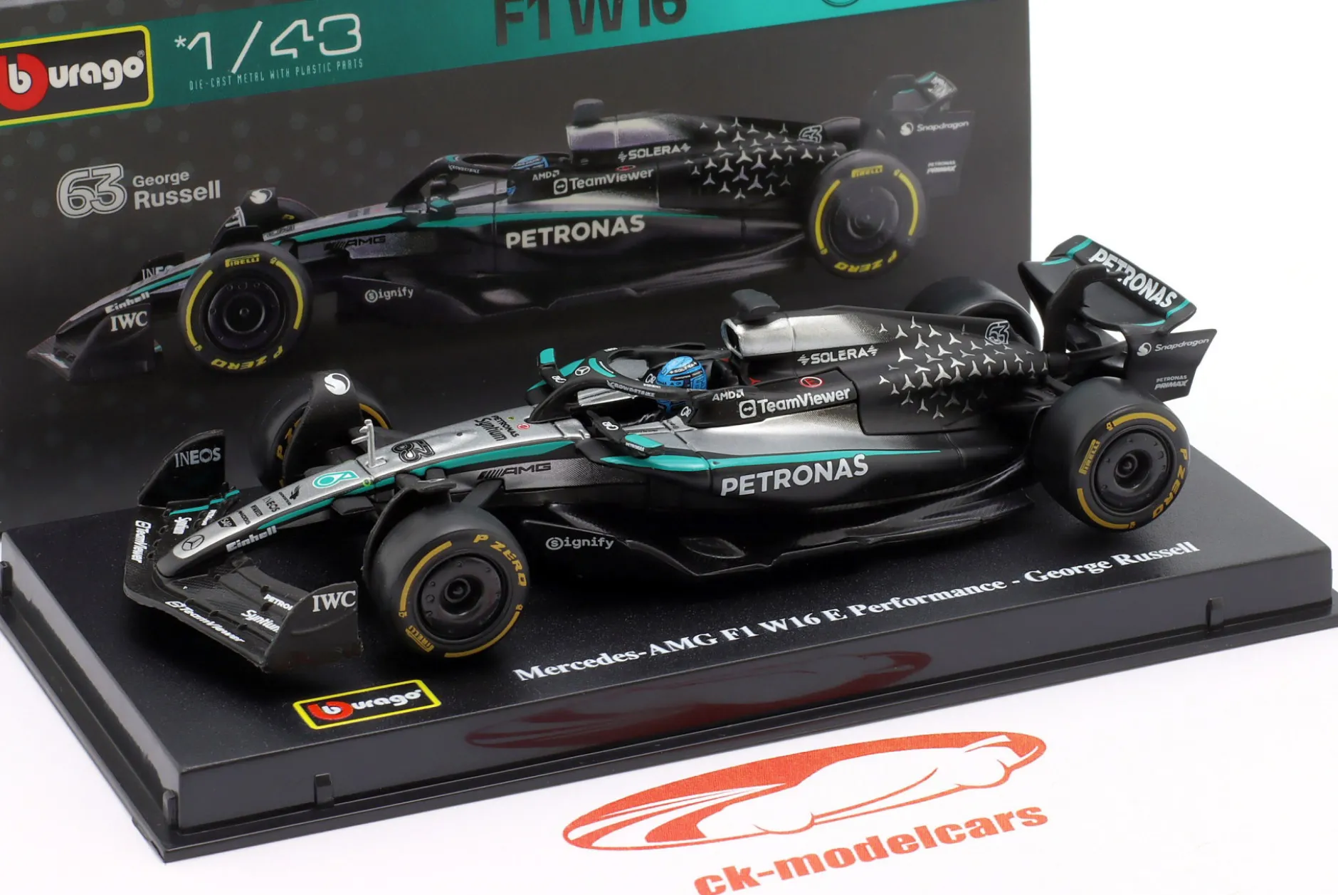 George Russell Mercedes-AMG F1 W16 #63 Formel 1 2025 1:43 Bburago