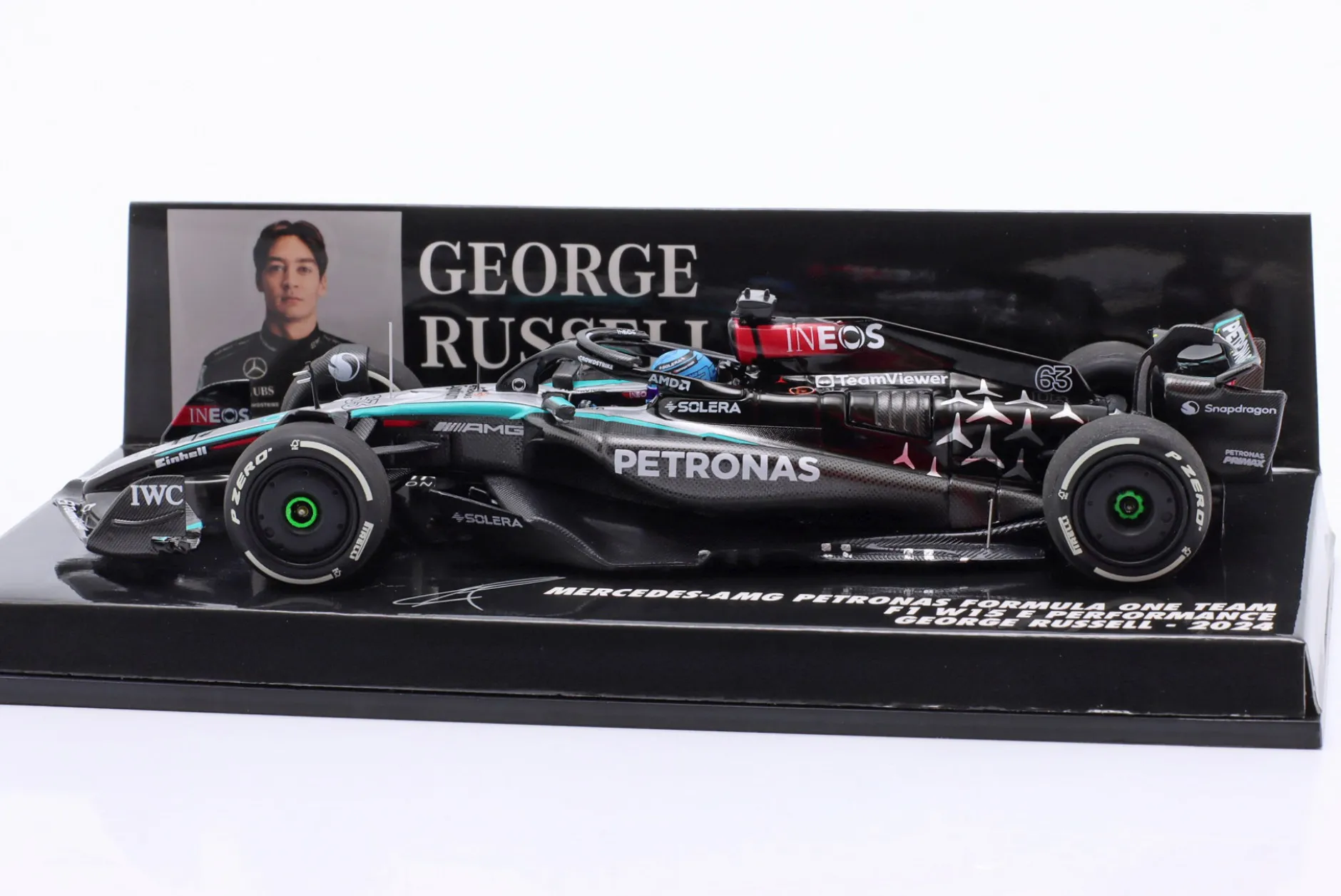 George Russell Mercedes-AMG F1 W15 #63 Formel 1 2024 1:43 Minichamps