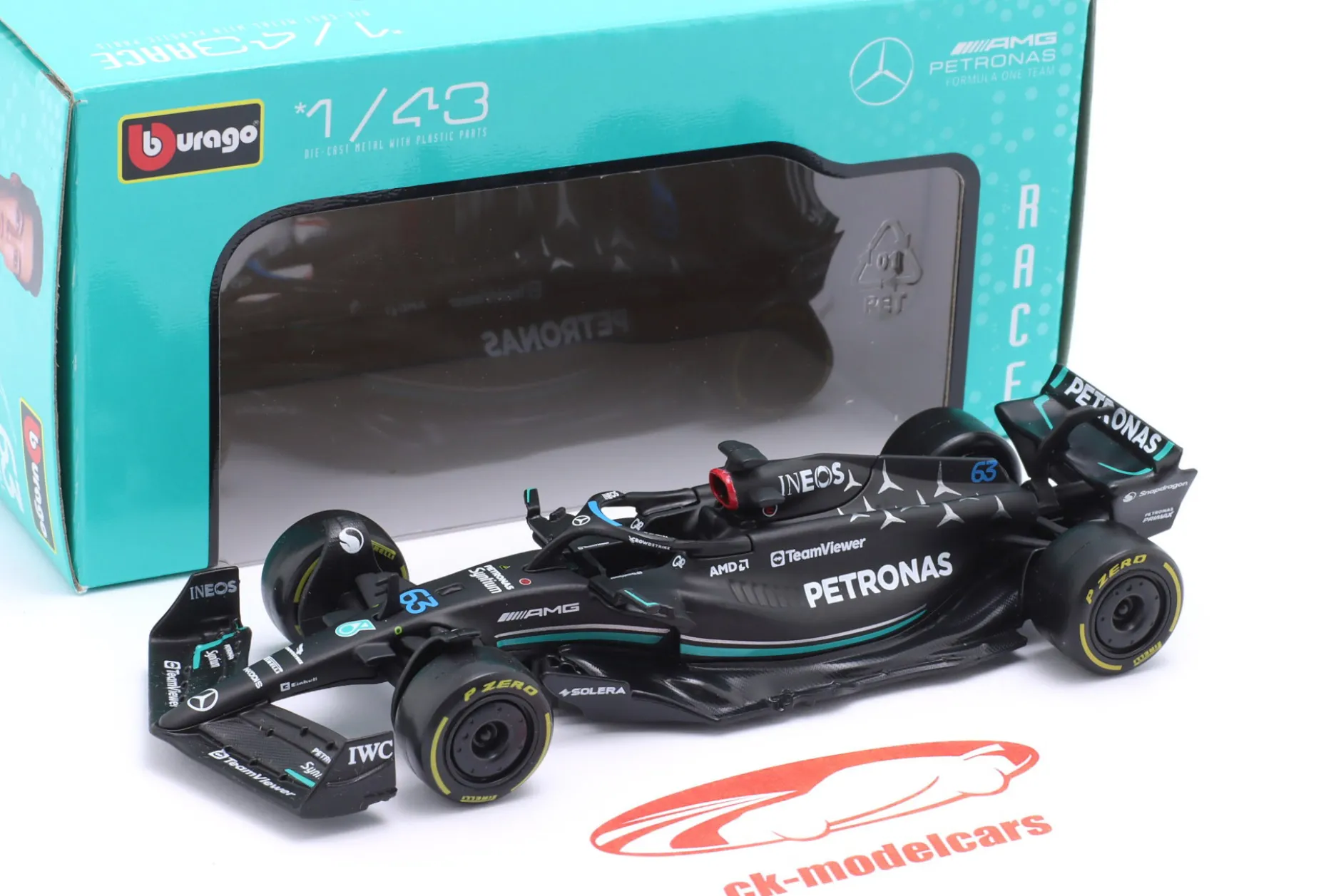 George Russell Mercedes AMG F1 W14 #63 Formel 1 2023 1:43 Bburago