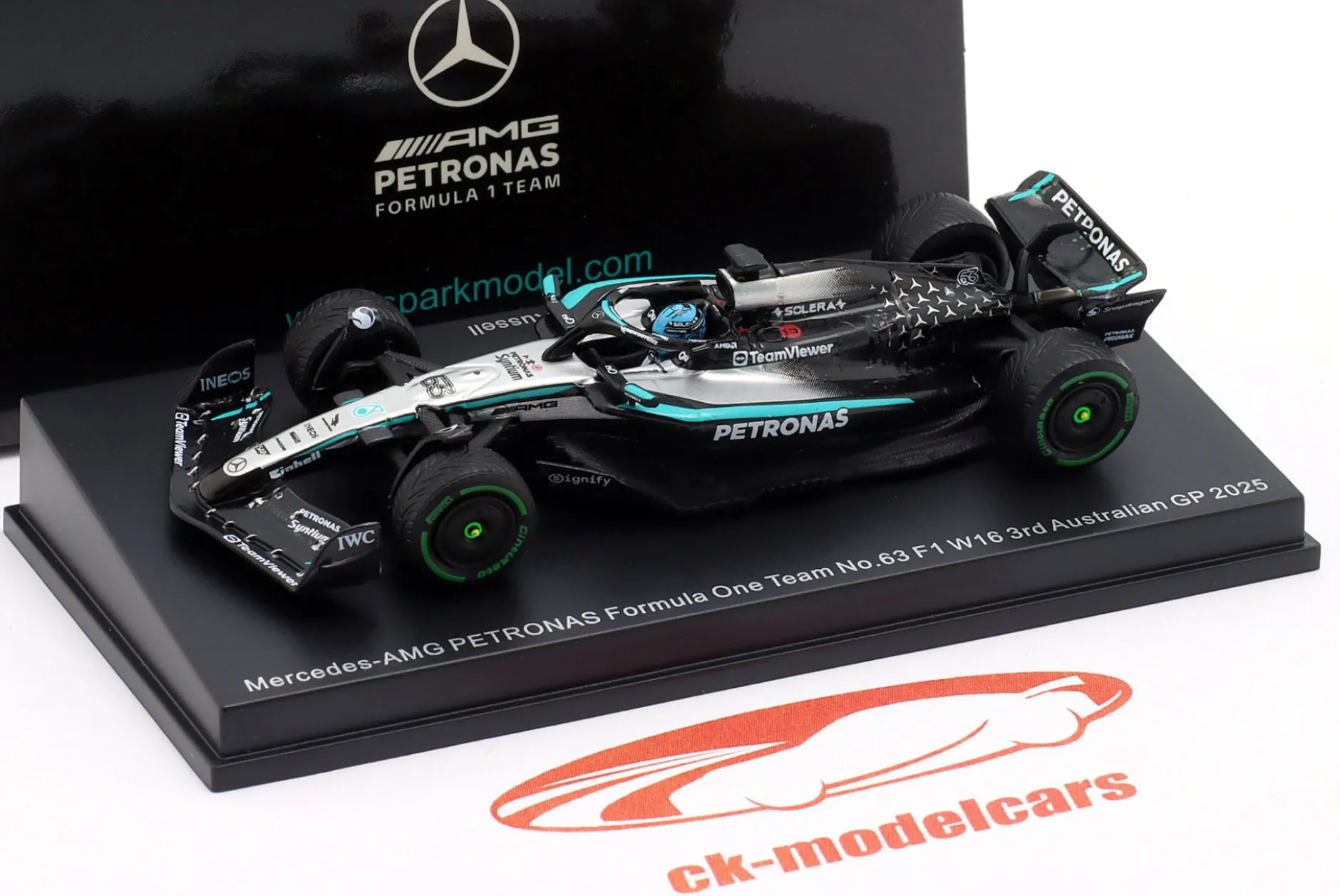 George Russell Mercedes-AMG W16 #63 3rd Australien GP Formel 1 2025 1:64 Spark