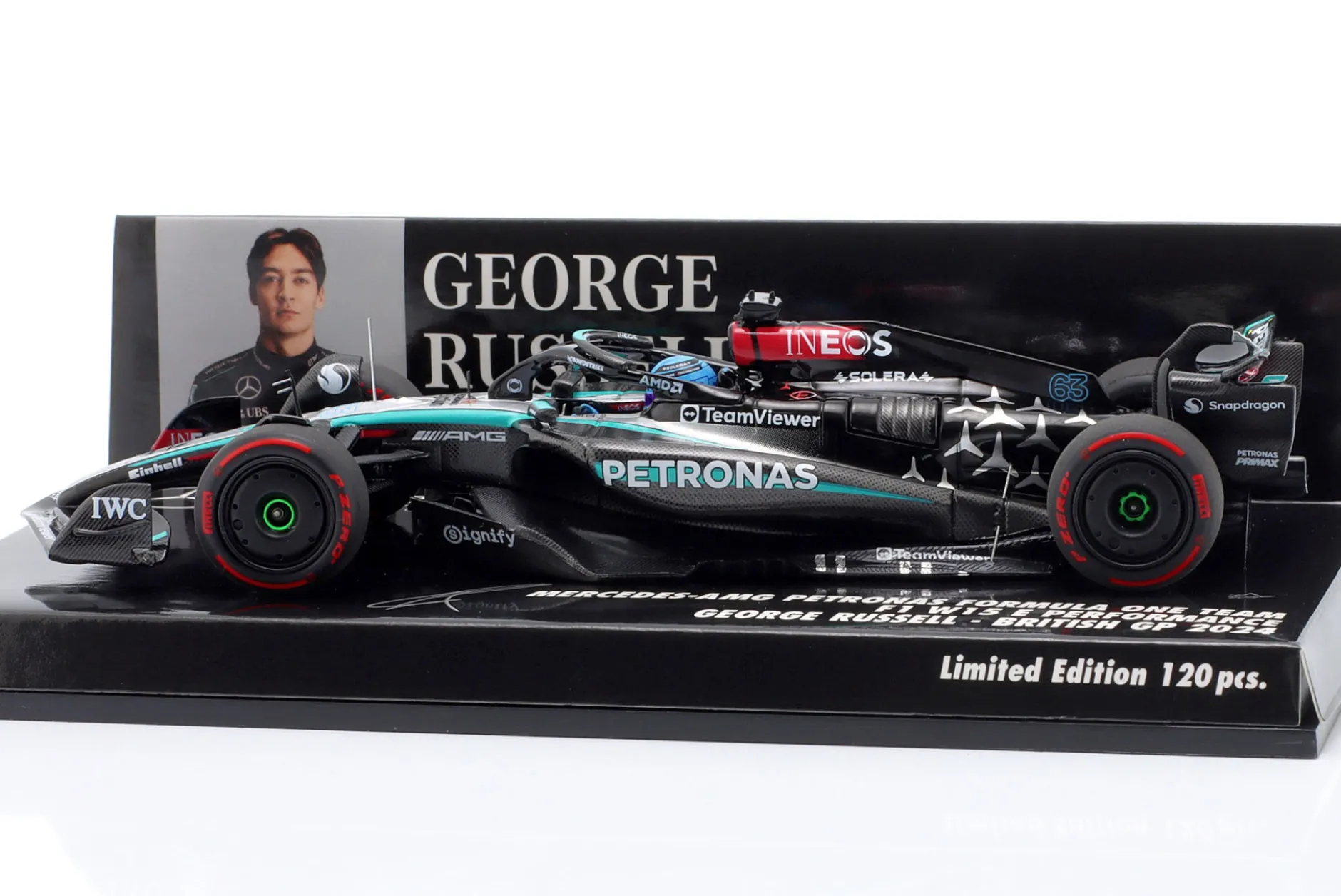G. Russell Mercedes-AMG F1 W15 #63 British GP Formel 1 2024 1:43 Minichamps