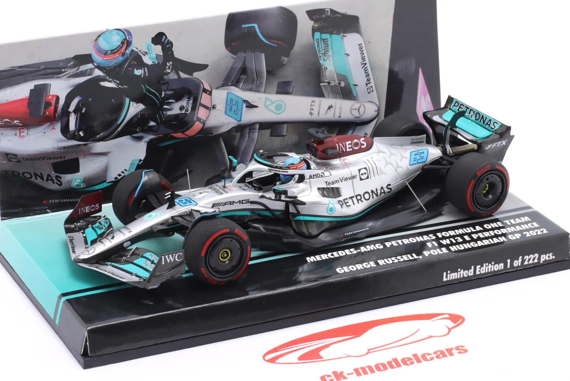 G. Russell Mercedes-AMG F1 W13 #63 1st Pole Ungarn GP Formel 1 2022 1:43 Minichamps