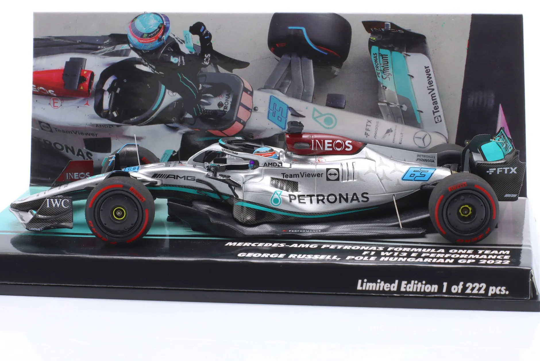 G. Russell Mercedes-AMG F1 W13 #63 1st Pole Ungarn GP Formel 1 2022 1:43 Minichamps