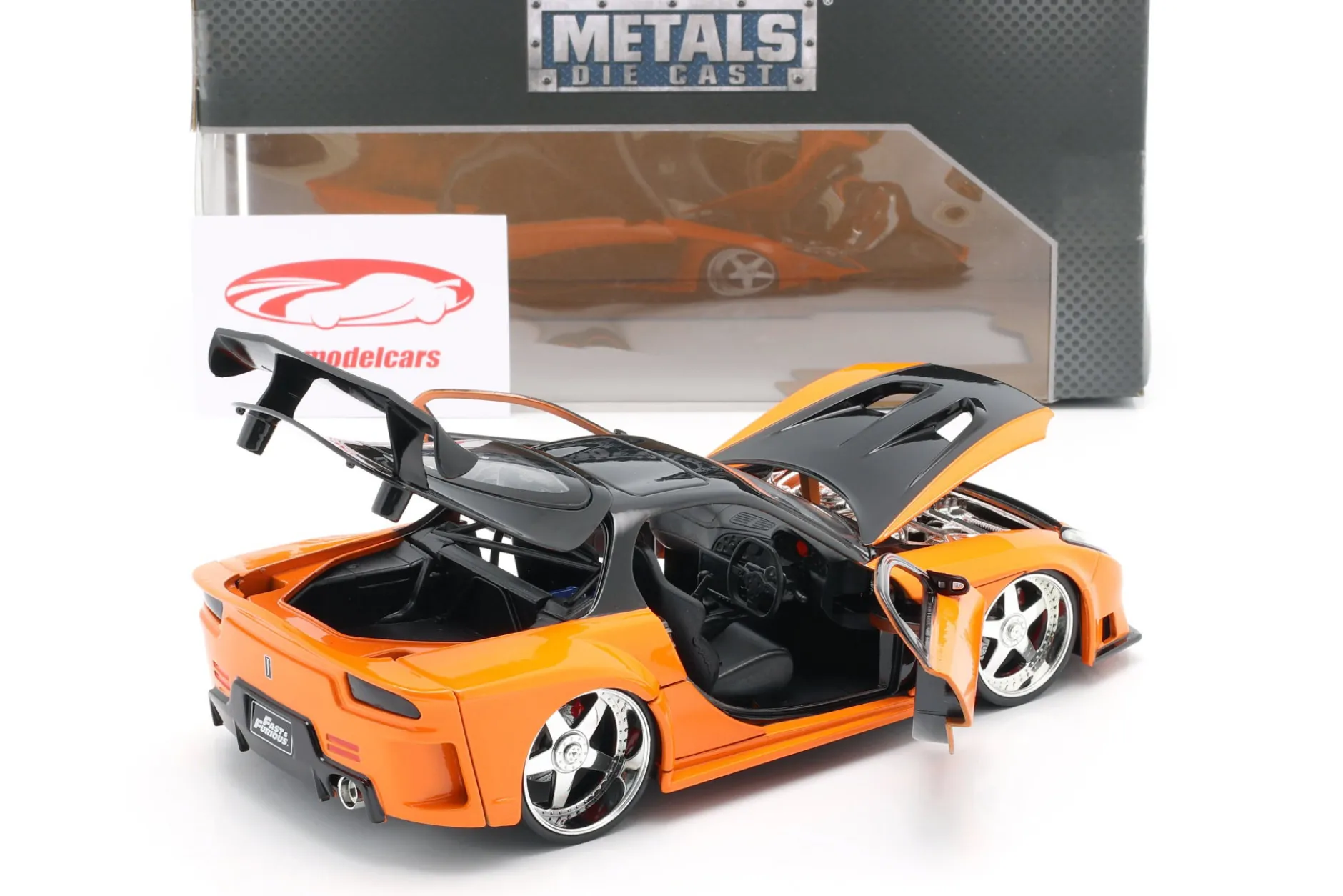 Han's Mazda RX-7 Fast & Furious Tokyo Drift (2006) orange / schwarz 1:24 Jada Toys