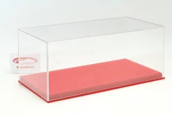 Hochwertige Acryl Vitrine mit Alcantara Bodenplatte für Modellautos im Maßstab 1:18 rot BBR