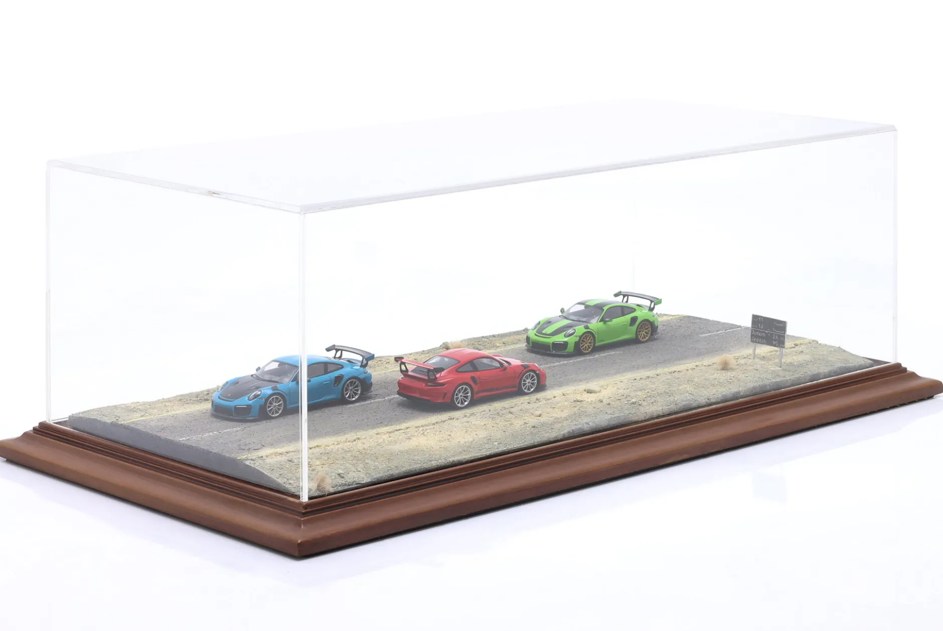 Hochwertige Acryl Vitrine mit Diorama-Bodenplatte Middle East Desert 1:43 Atlantic