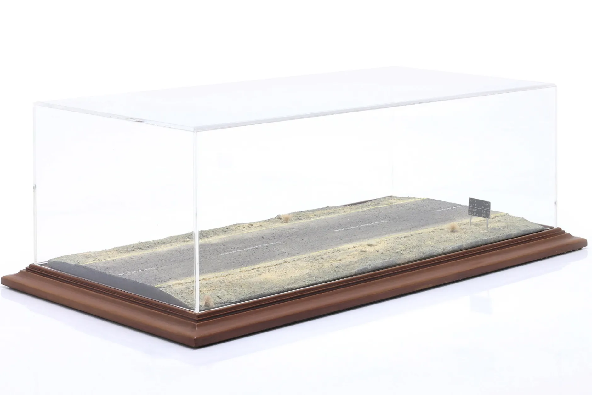 Hochwertige Acryl Vitrine mit Diorama-Bodenplatte Middle East Desert 1:43 Atlantic
