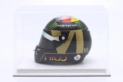 Hochwertige Acryl-Vitrine Mulhouse mit weißem Ledee-Boden für Helme 1:2 Atlantic