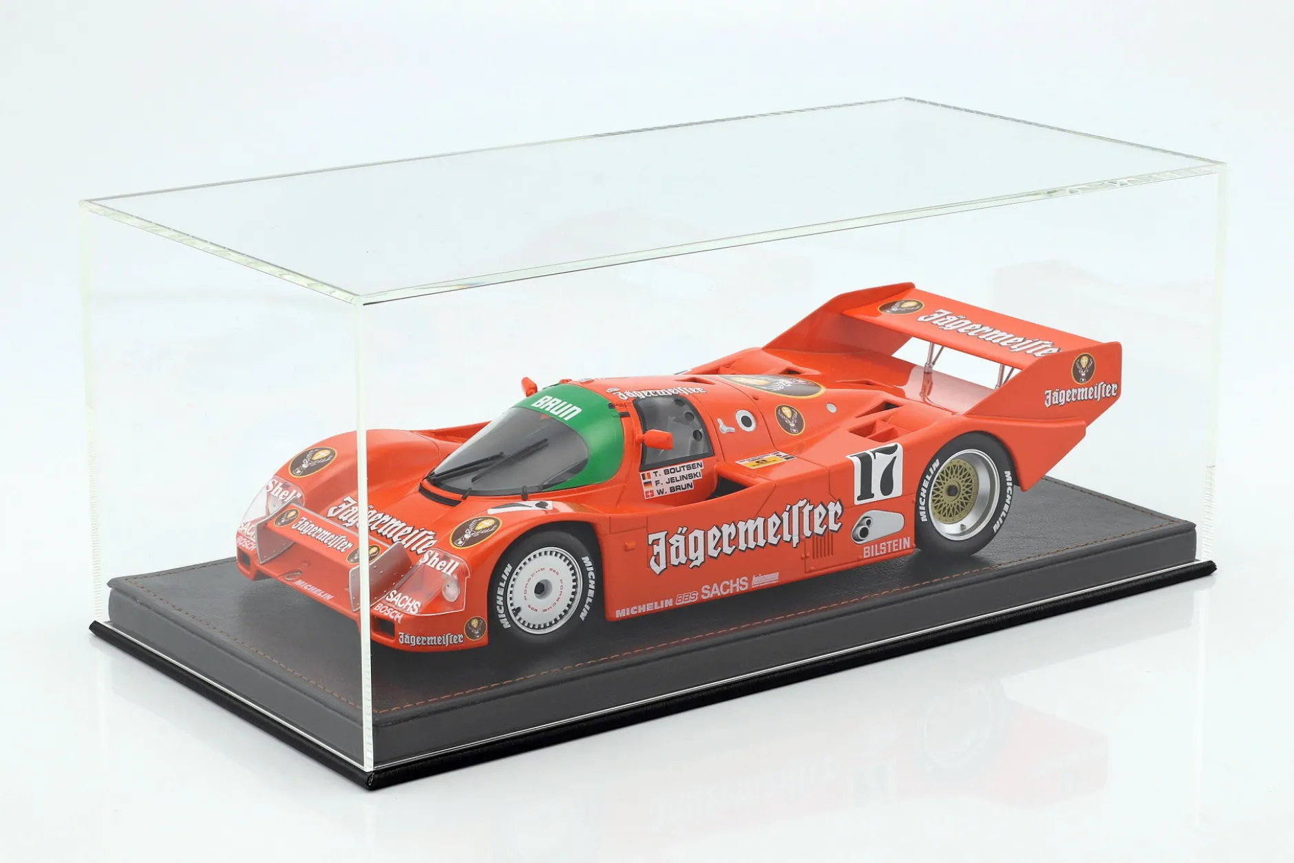 Hochwertige Vitrine mit Bodenplatte aus Leder für Modellautos im Maßstab 1:18 schwarz SAFE