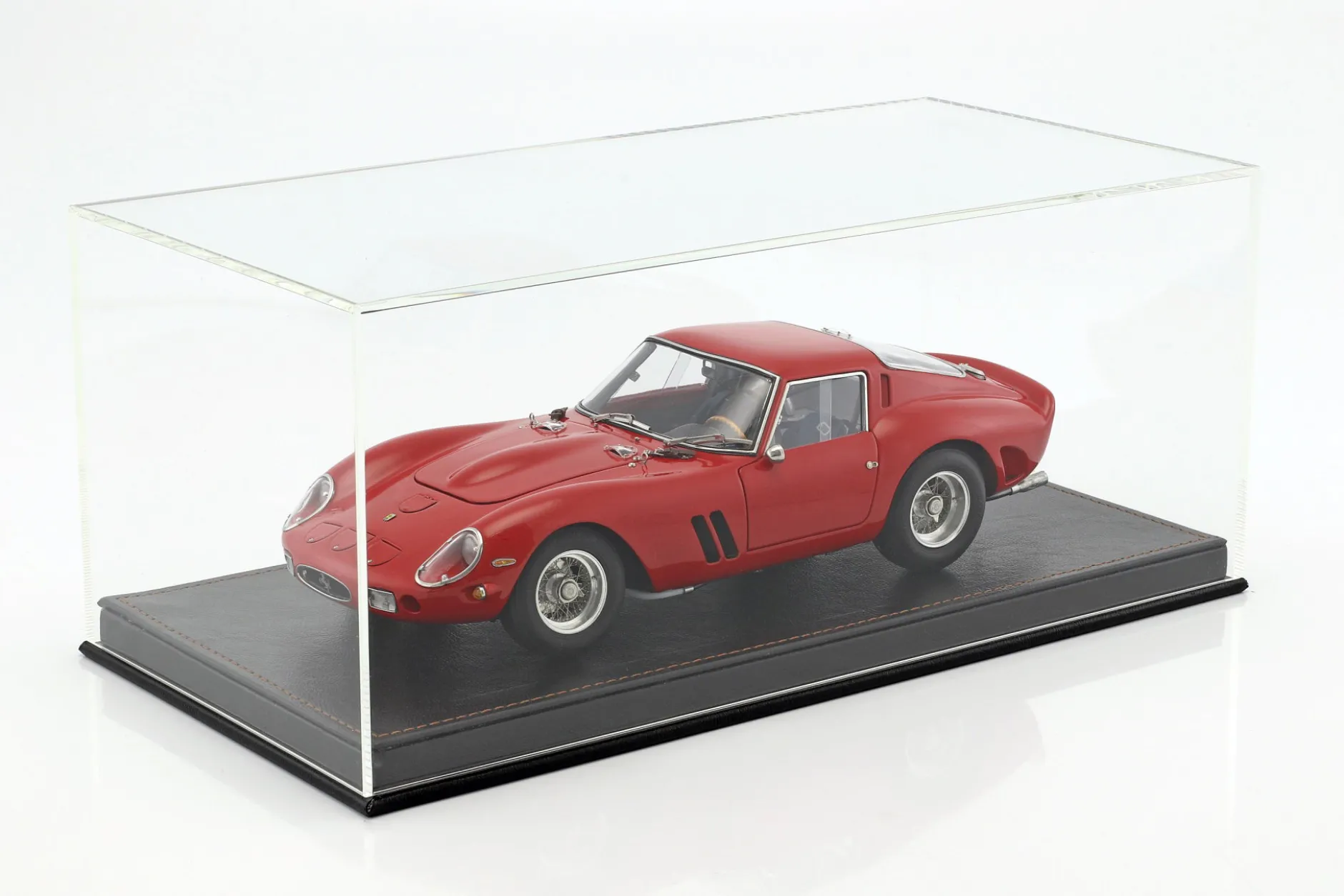 Hochwertige Vitrine mit Bodenplatte aus Leder für Modellautos im Maßstab 1:18 schwarz SAFE