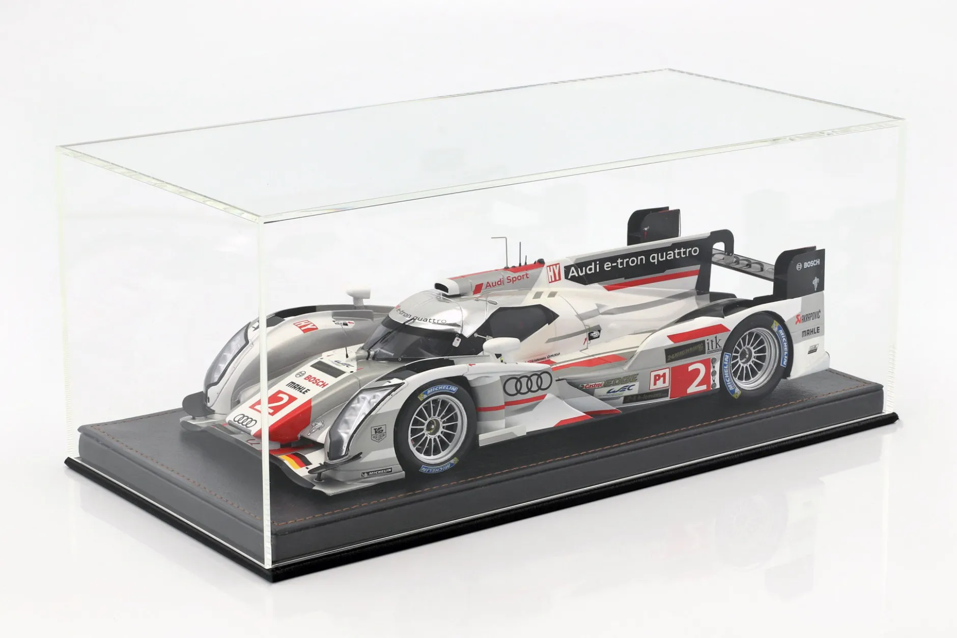 Hochwertige Vitrine mit Bodenplatte aus Leder für Modellautos im Maßstab 1:18 schwarz SAFE