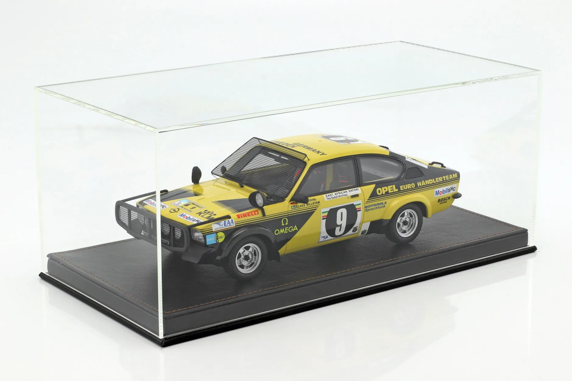 Hochwertige Vitrine mit Bodenplatte aus Leder für Modellautos im Maßstab 1:18 schwarz SAFE