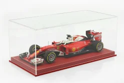 Hochwertige Vitrine mit Bodenplatte aus Leder für Modellautos im Maßstab 1:18 rot SAFE