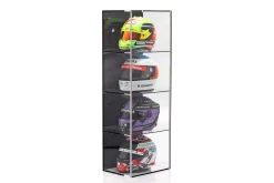 Hochwertige Vitrine mit 4 Fächern für Helme im Maßstab 1:2 schwarz SAFE